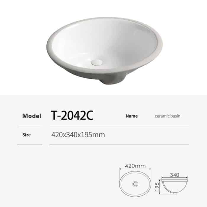 Oval Shape Bathroom Sink Under Mount - Bild 3