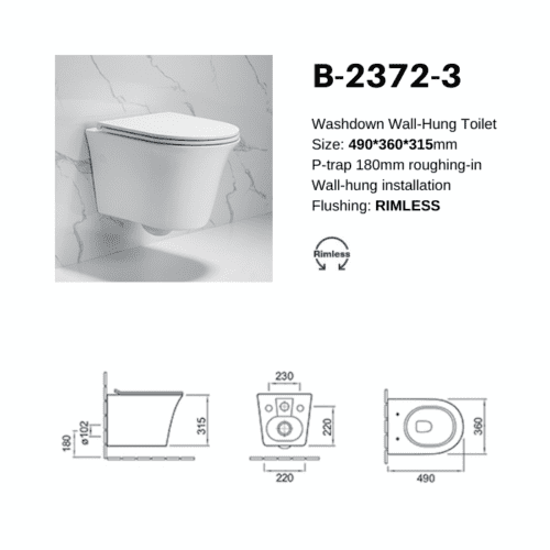 Wand-WC im Soft-Design, spülrandlos, leicht zu reinigen