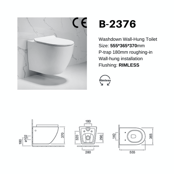 Hot Selling Round Shape Rimless Wall Hung WC UF Cover