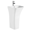 Modern Freestanding Square Pedestal Sink in High Glossy White