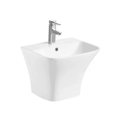 Nuevo lavabo de cerámica con forma de cuenco cuadrado en color blanco