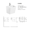 Square Bowl Ceramic Basin Wall Mounted With One Tap Hole - Image 2