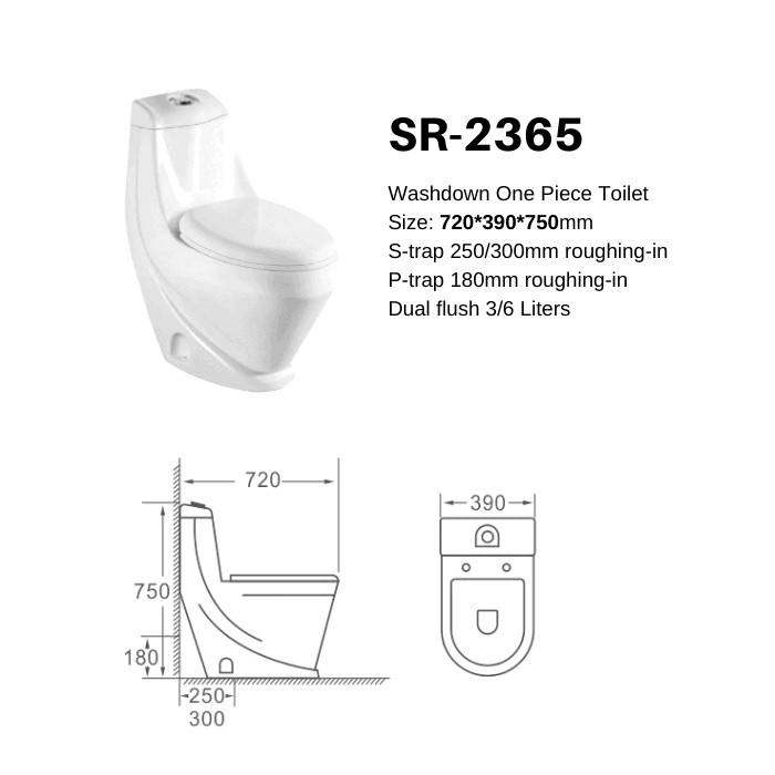 Vitreous china closed-coupled wc with dual outlet. P-Trap or S-Trap 305 mm.  - Collection